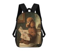 sinyumoney 3D Printed Children's 17inch School Bags Curly Poodle Reading Newspaper on Toilet -1 Backpack Travel Lightweight Backpack Book Bags Kids Boys Girls School Bag