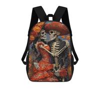 sinyumoney 3D Printed Children's 17inch School Bags Day of The Dead Skeleton Couple Art Print Backpack Travel Lightweight Backpack Book Bags Kids Boys Girls School Bag