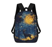 sinyumoney 3D Printed Children's 17inch School Bags Deer in The Night Sky Painting Backpack Travel Lightweight Backpack Book Bags Kids Boys Girls School Bag