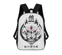 sinyumoney 3D Printed Children's 17inch School Bags Demon Wolf Japan Backpack Travel Lightweight Backpack Book Bags Kids Boys Girls School Bag