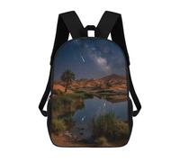 sinyumoney 3D Printed Children's 17inch School Bags Desert Oasis Under Starry Sky Backpack Travel Lightweight Backpack Book Bags Kids Boys Girls School Bag