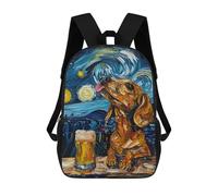 sinyumoney 3D Printed Children's 17inch School Bags Dog Drinking Beer Art Print Backpack Travel Lightweight Backpack Book Bags Kids Boys Girls School Bag