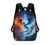 sinyumoney 3D Printed Children's 17inch School Bags Dragon of Fire And Ice Backpack Travel Lightweight Backpack Book Bags Kids Boys Girls School Bag
