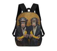 sinyumoney 3D Printed Children's 17inch School Bags Dressed Banana Monkeys Backpack Travel Lightweight Backpack Book Bags Kids Boys Girls School Bag