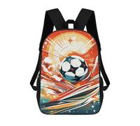 sinyumoney 3D Printed Children's 17inch School Bags Dynamic Soccer Ball Artwork Backpack Travel Lightweight Backpack Book Bags Kids Boys Girls School Bag