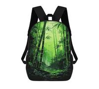 sinyumoney 3D Printed Children's 17inch School Bags Electric Neon Green Bamboo Backpack Travel Lightweight Backpack Book Bags Kids Boys Girls School Bag