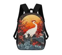 sinyumoney 3D Printed Children's 17inch School Bags Elegant Crane Sunset Art Backpack Travel Lightweight Backpack Book Bags Kids Boys Girls School Bag