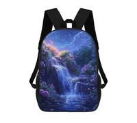 sinyumoney 3D Printed Children's 17inch School Bags Enchanted Nightfall Waterfall Backpack Travel Lightweight Backpack Book Bags Kids Boys Girls School Bag