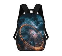 sinyumoney 3D Printed Children's 17inch School Bags Ferris Wheel Night Lights Backpack Travel Lightweight Backpack Book Bags Kids Boys Girls School Bag