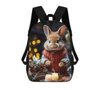 sinyumoney 3D Printed Children's 17inch School Bags Festive Rabbit Style Backpack Travel Lightweight Backpack Book Bags Kids Boys Girls School Bag