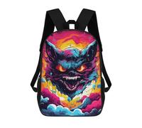 sinyumoney 3D Printed Children's 17inch School Bags Fiery Demon Head Art Print Backpack Travel Lightweight Backpack Book Bags Kids Boys Girls School Bag