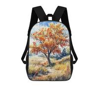 sinyumoney 3D Printed Children's 17inch School Bags Fiery Foliage Path Backpack Travel Lightweight Backpack Book Bags Kids Boys Girls School Bag