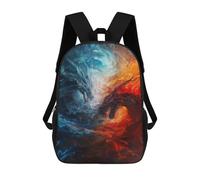 sinyumoney 3D Printed Children's 17inch School Bags Fire Vs. Ice Dragons Artwork Backpack Travel Lightweight Backpack Book Bags Kids Boys Girls School Bag