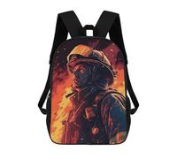 sinyumoney 3D Printed Children's 17inch School Bags Firefighter Drawing Backpack Travel Lightweight Backpack Book Bags Kids Boys Girls School Bag