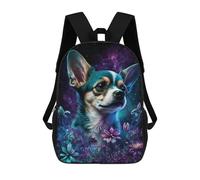 sinyumoney 3D Printed Children's 17inch School Bags Galactic Chihuahua with Flowers -7 Backpack Travel Lightweight Backpack Book Bags Kids Boys Girls School Bag