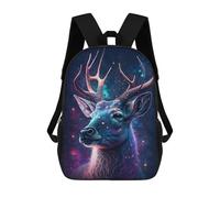 sinyumoney 3D Printed Children's 17inch School Bags Galactic Deer Art Print-14 Backpack Travel Lightweight Backpack Book Bags Kids Boys Girls School Bag