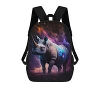 sinyumoney 3D Printed Children's 17inch School Bags Galactic Rhino Cosmic Wonder -2 Backpack Travel Lightweight Backpack Book Bags Kids Boys Girls School Bag