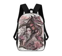 sinyumoney 3D Printed Children's 17inch School Bags Geisha Dragon Backpack Travel Lightweight Backpack Book Bags Kids Boys Girls School Bag