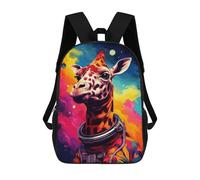 sinyumoney 3D Printed Children's 17inch School Bags Giraffe Astronaut Space Art-1 Backpack Travel Lightweight Backpack Book Bags Kids Boys Girls School Bag