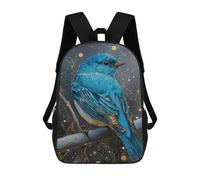 sinyumoney 3D Printed Children's 17inch School Bags Glowing Blue Bird Art Print Backpack Travel Lightweight Backpack Book Bags Kids Boys Girls School Bag