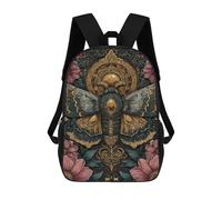 sinyumoney 3D Printed Children's 17inch School Bags Golden Moth Art Print Backpack Travel Lightweight Backpack Book Bags Kids Boys Girls School Bag