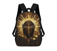 sinyumoney 3D Printed Children's 17inch School Bags Golden Religious Iconography Backpack Travel Lightweight Backpack Book Bags Kids Boys Girls School Bag