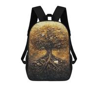 sinyumoney 3D Printed Children's 17inch School Bags Golden Tree of Knowledge Backpack Travel Lightweight Backpack Book Bags Kids Boys Girls School Bag