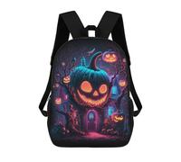sinyumoney 3D Printed Children's 17inch School Bags Halloween Pumpkin House Backpack Travel Lightweight Backpack Book Bags Kids Boys Girls School Bag