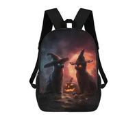 sinyumoney 3D Printed Children's 17inch School Bags Halloween Witch Cats Backpack Travel Lightweight Backpack Book Bags Kids Boys Girls School Bag