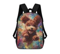 sinyumoney 3D Printed Children's 17inch School Bags Happy Poodle Painting Backpack Travel Lightweight Backpack Book Bags Kids Boys Girls School Bag