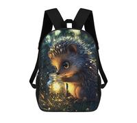 sinyumoney 3D Printed Children's 17inch School Bags Hedgehog with Firefly Jar Backpack Travel Lightweight Backpack Book Bags Kids Boys Girls School Bag