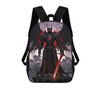 sinyumoney 3D Printed Children's 17inch School Bags Herald of A Shadowy Order Backpack Travel Lightweight Backpack Book Bags Kids Boys Girls School Bag