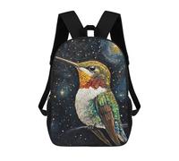 sinyumoney 3D Printed Children's 17inch School Bags Hummingbird Starry Night Backpack Travel Lightweight Backpack Book Bags Kids Boys Girls School Bag
