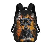 sinyumoney 3D Printed Children's 17inch School Bags Icolorful Miniature Pinscher Art Print Backpack Travel Lightweight Backpack Book Bags Kids Boys Girls School Bag