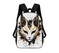 sinyumoney 3D Printed Children's 17inch School Bags Ink Kitsune Mask Backpack Travel Lightweight Backpack Book Bags Kids Boys Girls School Bag