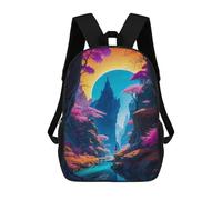 sinyumoney 3D Printed Children's 17inch School Bags Japan Fantasy Landscape Backpack Travel Lightweight Backpack Book Bags Kids Boys Girls School Bag