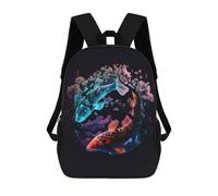 sinyumoney 3D Printed Children's 17inch School Bags Koi Fish Neon Backpack Travel Lightweight Backpack Book Bags Kids Boys Girls School Bag