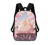 sinyumoney 3D Printed Children's 17inch School Bags Laughing Kawaii Cat Japan Backpack Travel Lightweight Backpack Book Bags Kids Boys Girls School Bag