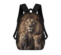 sinyumoney 3D Printed Children's 17inch School Bags Lions Portrait on Dark Backpack Travel Lightweight Backpack Book Bags Kids Boys Girls School Bag
