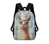 sinyumoney 3D Printed Children's 17inch School Bags Llama with Toilet Paper Hat Backpack Travel Lightweight Backpack Book Bags Kids Boys Girls School Bag
