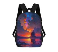 sinyumoney 3D Printed Children's 17inch School Bags Lonely Island Backpack Travel Lightweight Backpack Book Bags Kids Boys Girls School Bag
