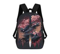 sinyumoney 3D Printed Children's 17inch School Bags Lotus Katana Backpack Travel Lightweight Backpack Book Bags Kids Boys Girls School Bag