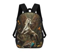 sinyumoney 3D Printed Children's 17inch School Bags Magic Winged Unicorn in Forest Backpack Travel Lightweight Backpack Book Bags Kids Boys Girls School Bag