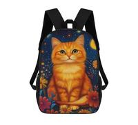 sinyumoney 3D Printed Children's 17inch School Bags Magical Night Garden Cat -3 Backpack Travel Lightweight Backpack Book Bags Kids Boys Girls School Bag