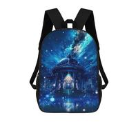 sinyumoney 3D Printed Children's 17inch School Bags Magical Night Sky Temple Backpack Travel Lightweight Backpack Book Bags Kids Boys Girls School Bag