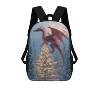 sinyumoney 3D Printed Children's 17inch School Bags Magical Winter Dragon Scene Backpack Travel Lightweight Backpack Book Bags Kids Boys Girls School Bag