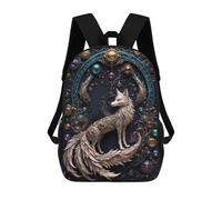 sinyumoney 3D Printed Children's 17inch School Bags Majestic Steampunk Fox Backpack Travel Lightweight Backpack Book Bags Kids Boys Girls School Bag