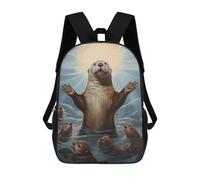 sinyumoney 3D Printed Children's 17inch School Bags Moses Otter Backpack Travel Lightweight Backpack Book Bags Kids Boys Girls School Bag