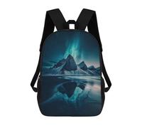 sinyumoney 3D Printed Children's 17inch School Bags Mountain Reflection Under Aurora Borealis Backpack Travel Lightweight Backpack Book Bags Kids Boys Girls School Bag