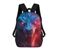 sinyumoney 3D Printed Children's 17inch School Bags Neon Dragon in Flames Backpack Travel Lightweight Backpack Book Bags Kids Boys Girls School Bag